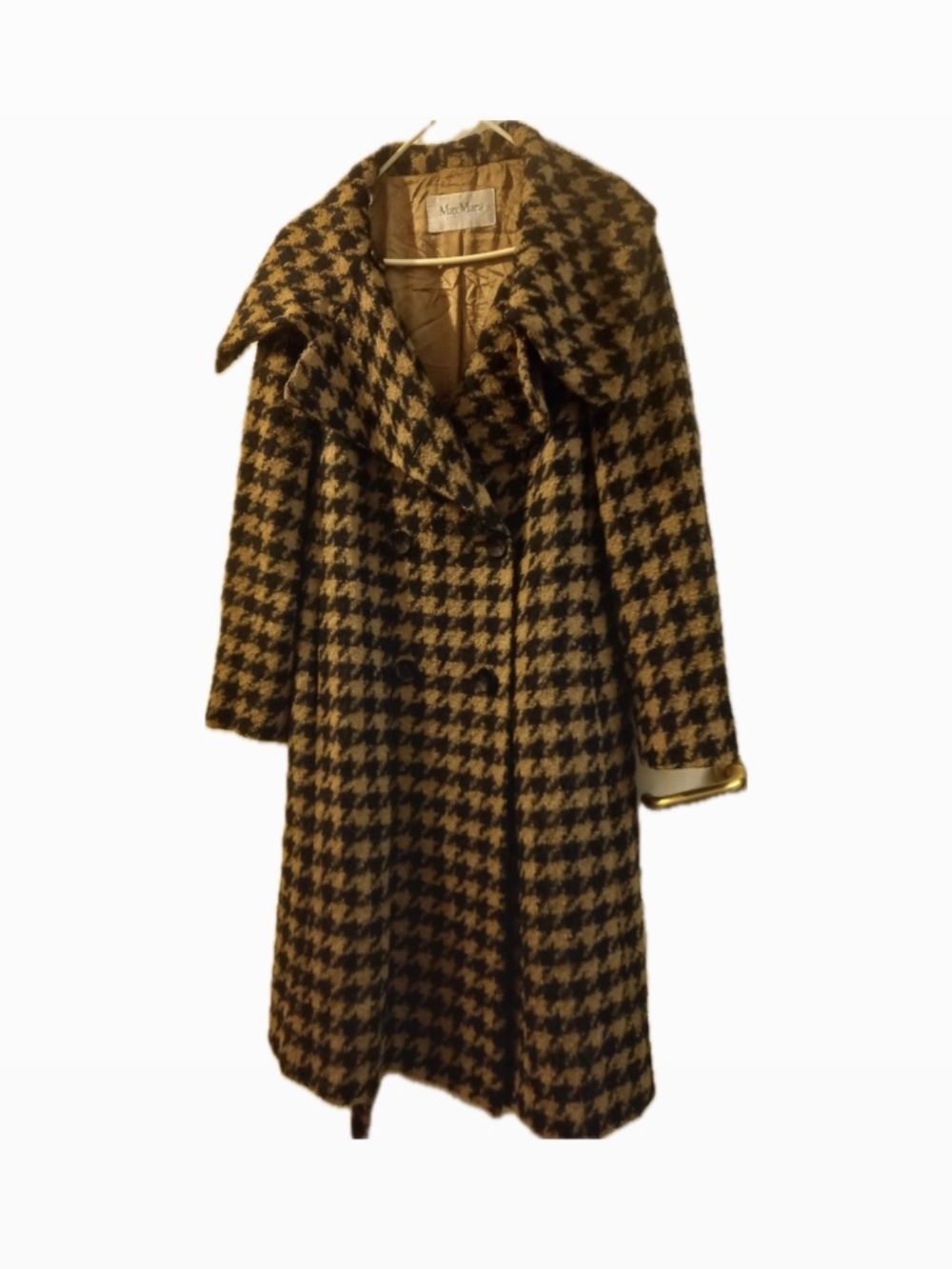 Max Mara Houndstooth Alpaca Wool Coat. Size 12